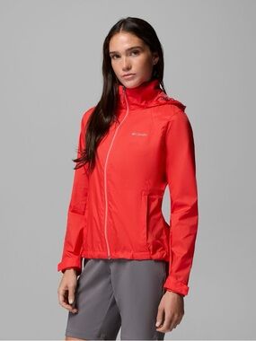 Columbia Windbreaker Waterproof Nylon Hooded Jacket Coral Orange Size XS